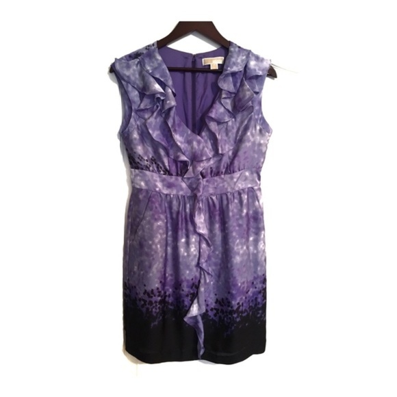 Michael Kors Dresses & Skirts - Michael Kors Purple Print Ruffled Sleeveless Dress